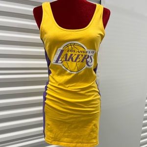 Los Angeles Lakers Hardwood Classics Gold Yellow Purple Mini Dress Sexy Size XL